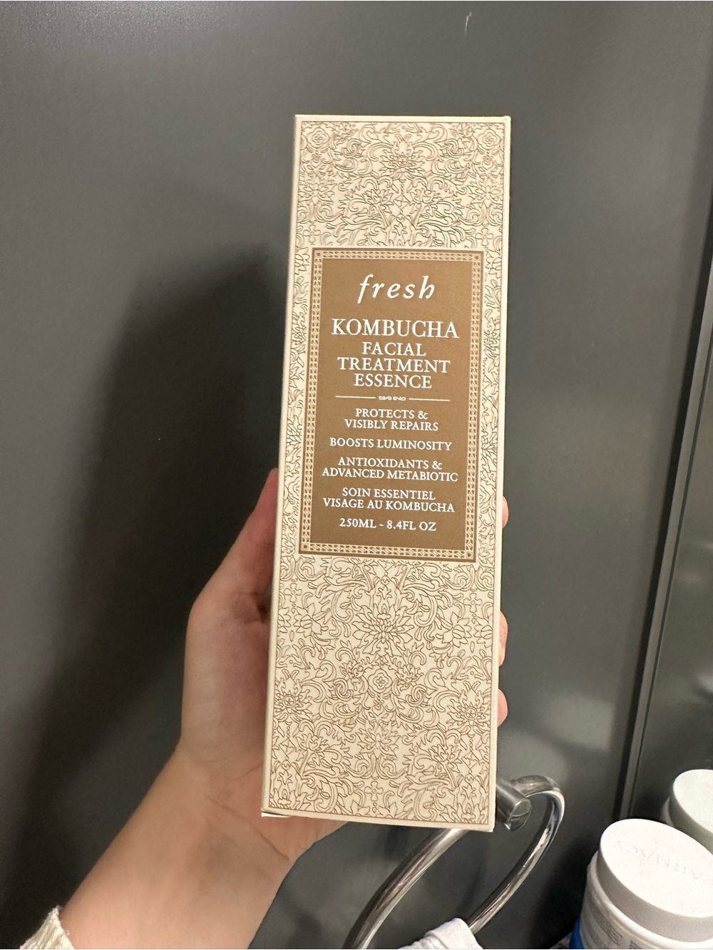 fresh Kombucha Facial Treatment Essence — Cream and Brown Packaging
